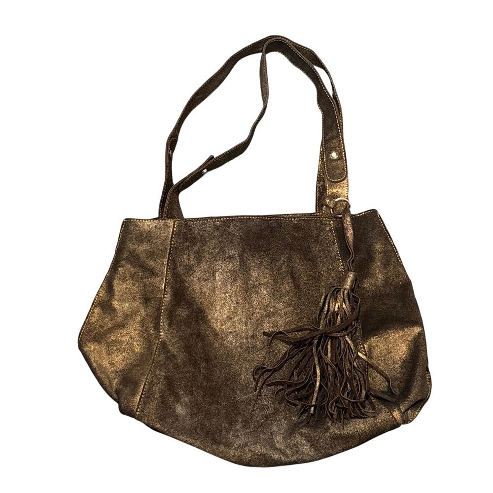 Banana Republic Gold Metallic Leather Slouchy Shoulder Bag
